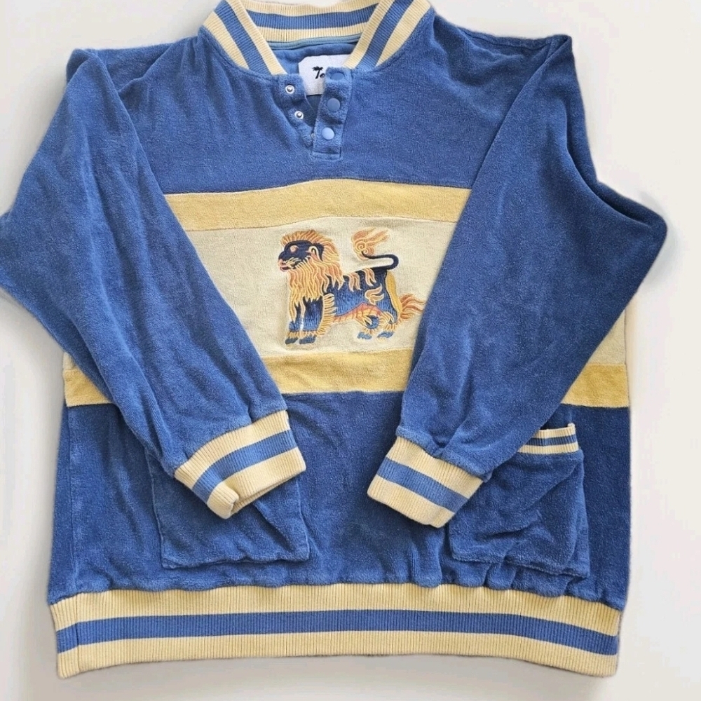 Tombolo "Big Cat On Campus" Organic Terry Long Sleeve Track Shirt Mens Large